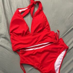 Red two piece swimsuit NWT